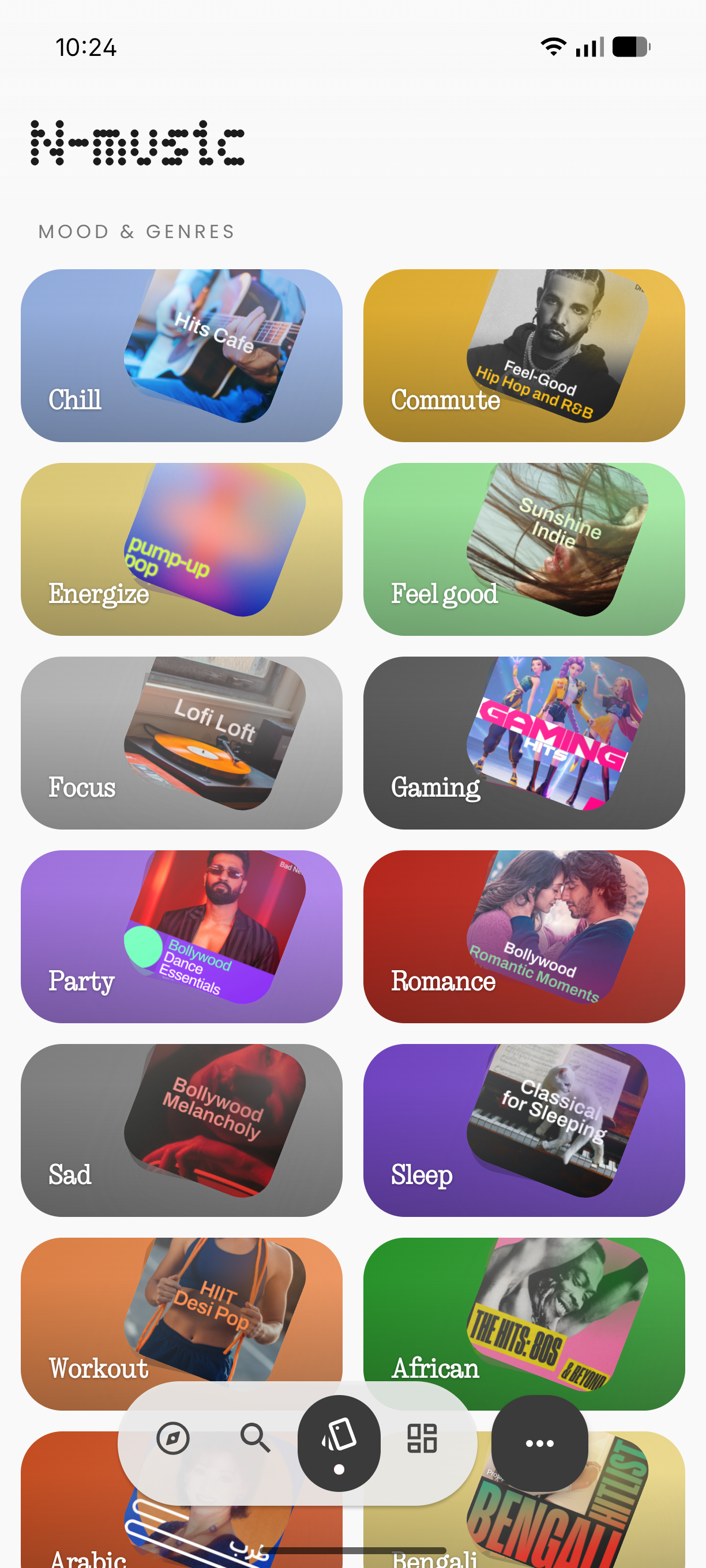 N-Music mood and genres screen